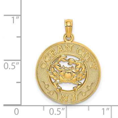 14K Gelbgold Anhänger „OCEAN CITY NJ" mit Krabbe