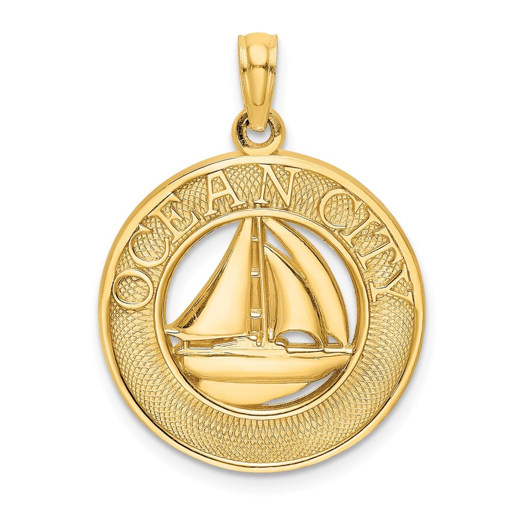 14K Gelbgold OCEAN CITY Charm mit Segelboot