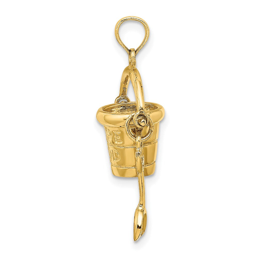 14K Gelbgold 3D Cape Cod Eimer mit Schaufel Charm