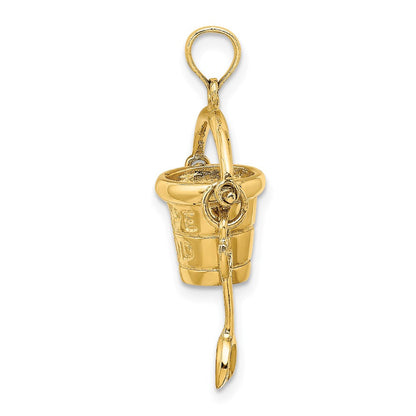 14K Gelbgold 3D Cape Cod Eimer mit Schaufel Charm