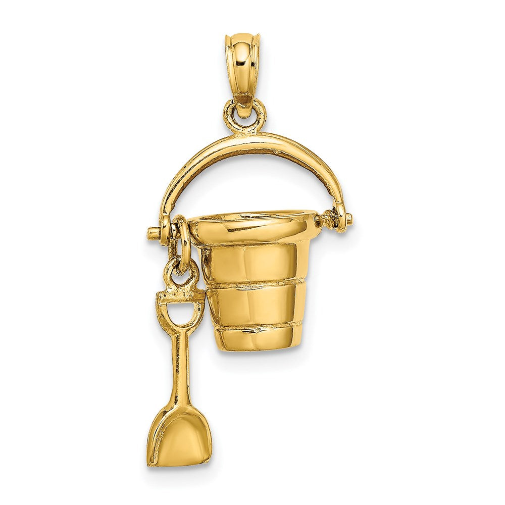 14K Gelbgold 3D Cape Cod Eimer mit Schaufel Charm
