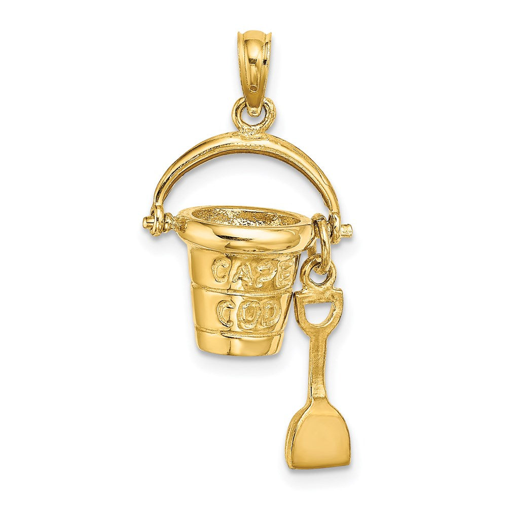 14K Gelbgold 3D Cape Cod Eimer mit Schaufel Charm