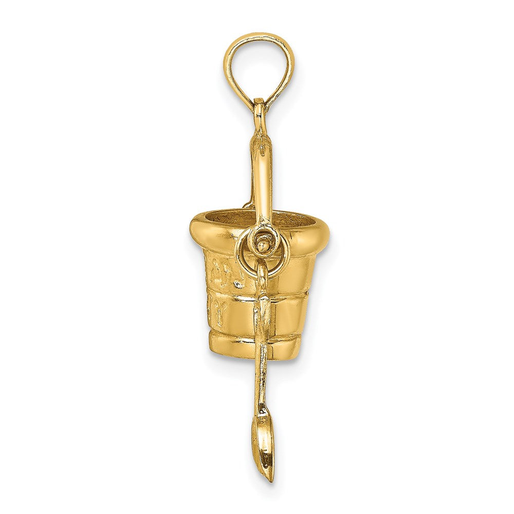 14K Gelbgold 3D-Charm „OCEAN CITY“ Eimer mit Schaufel