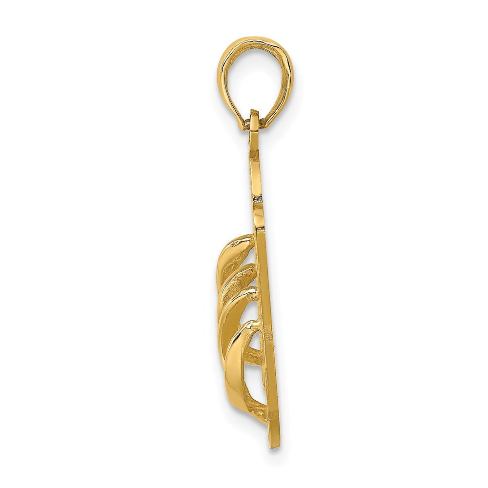 14 Karat Gelbgold 3D großer polierter CAPE-MAY-DOPPEL-FLIP-FLOP-Charm