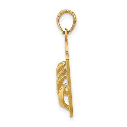 14 Karat Gelbgold 3D großer polierter CAPE-MAY-DOPPEL-FLIP-FLOP-Charm