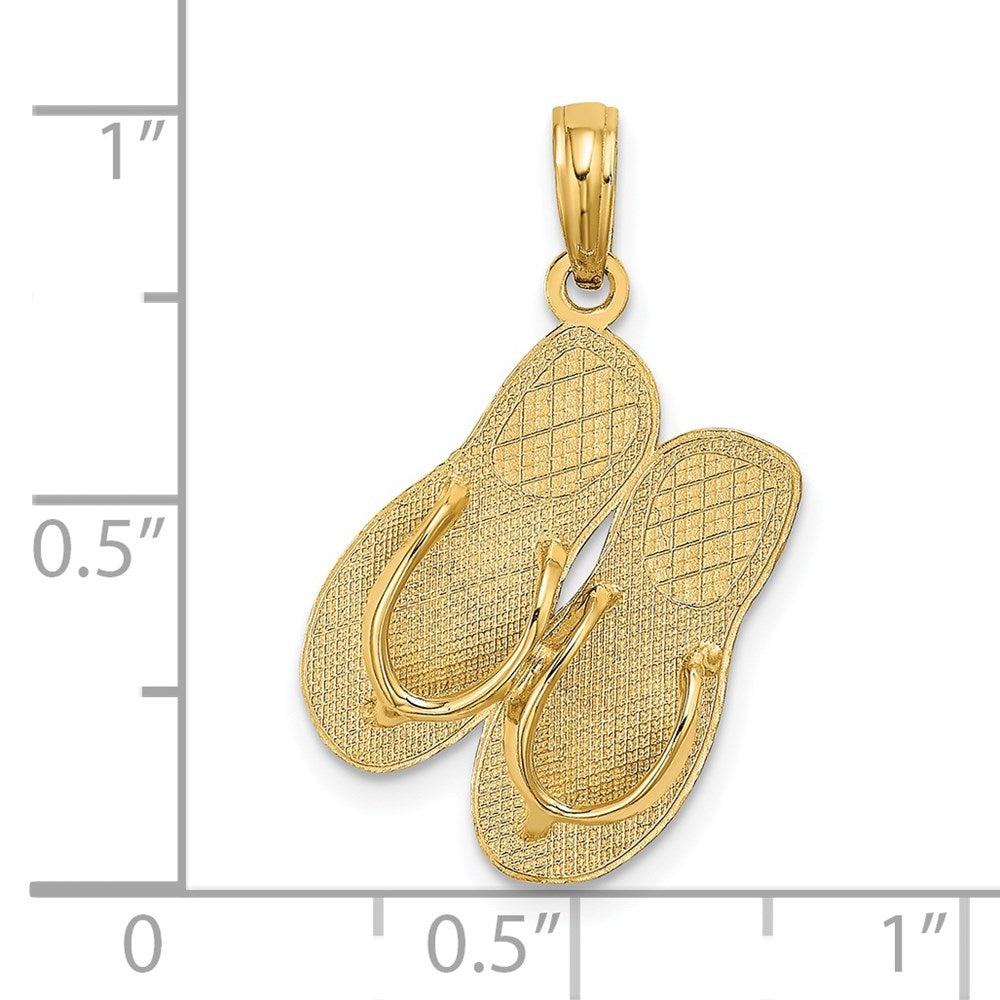 14 Karat Gelbgold 3D großer polierter CAPE-MAY-DOPPEL-FLIP-FLOP-Charm