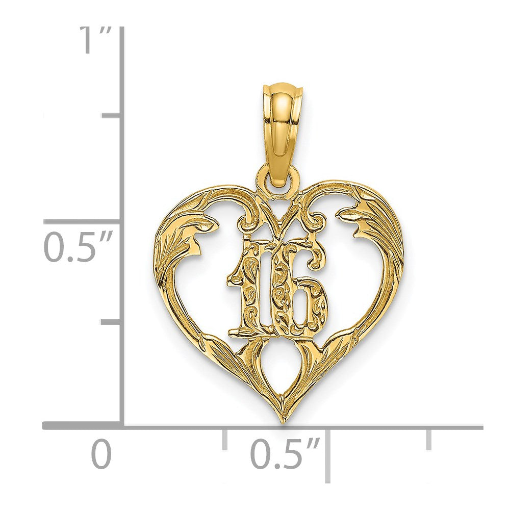 14K Gelbgold 16 Inside Herz Charm