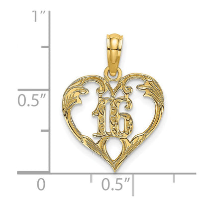 14K Gelbgold 16 Inside Herz Charm
