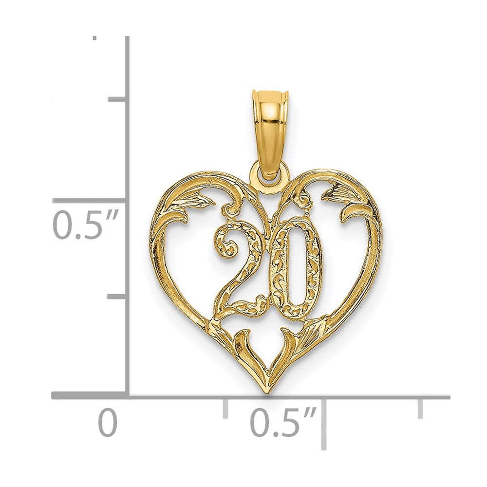 14K Gelbgold 20 in Herz Charm