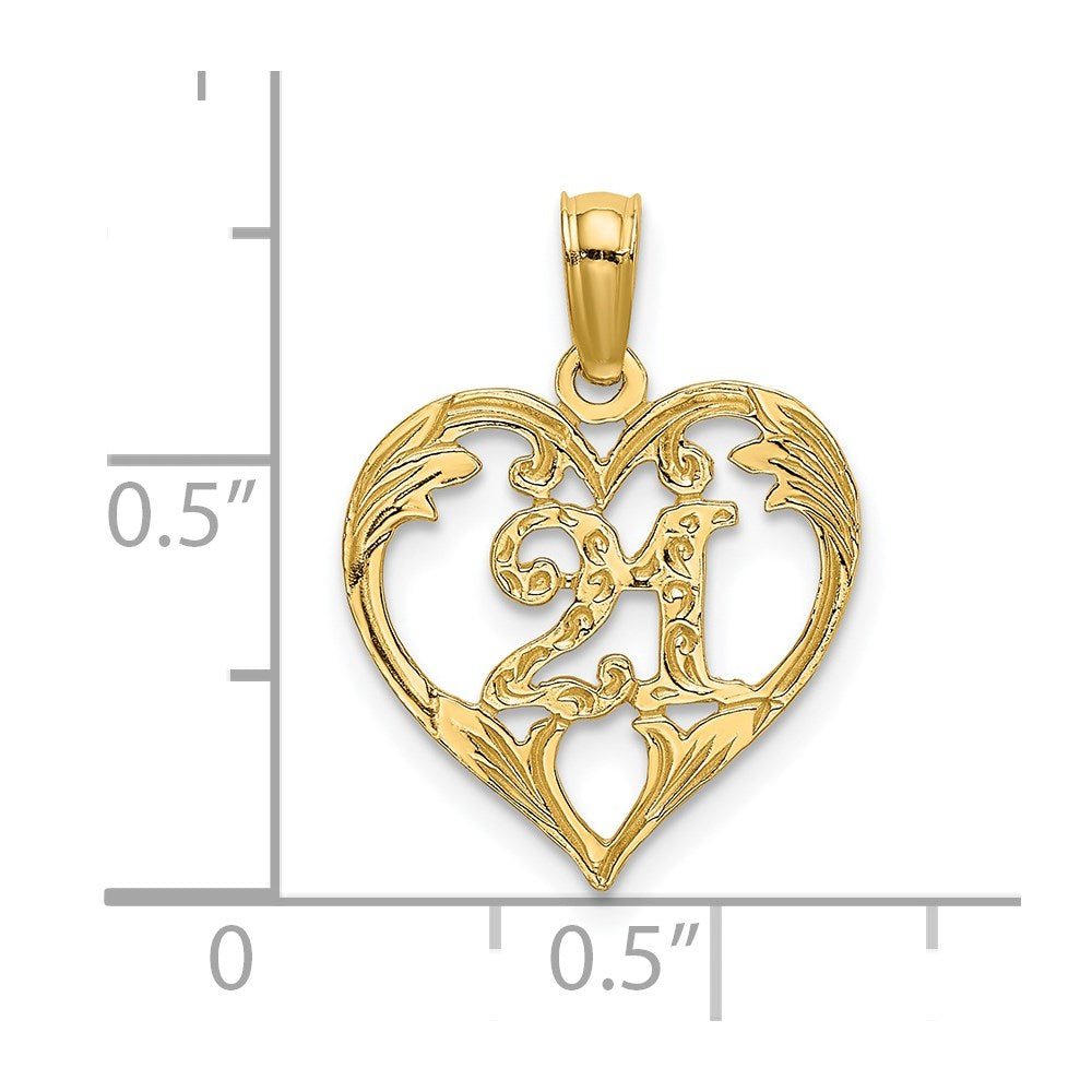 14K Gelbgold 21 in Herz Charm