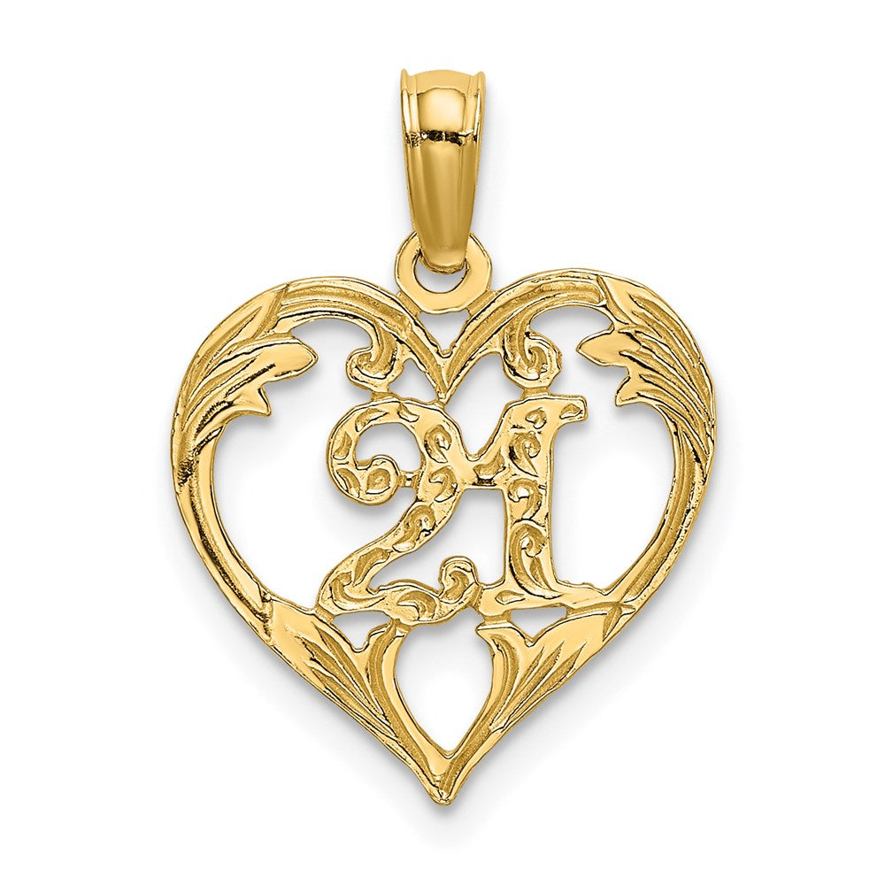 14K Gelbgold 21 in Herz Charm