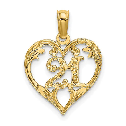 14K Gelbgold 21 in Herz Charm
