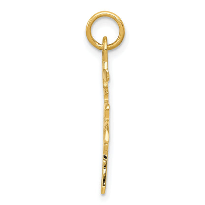14K Gelbgold Massiv Poliert Chinese Lang Leben Charm