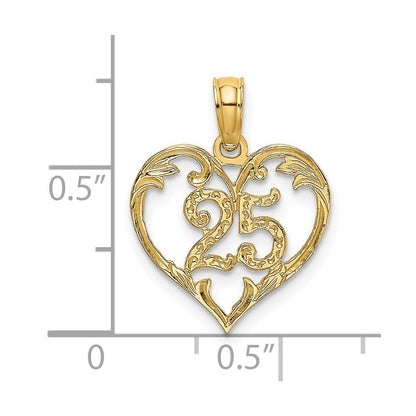 14K Gelbgold 25 in Herz Charm