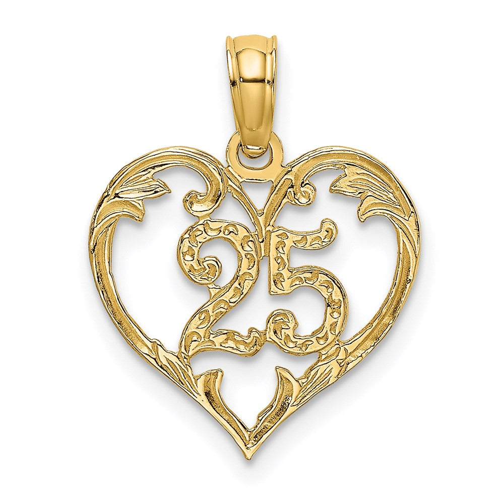 14K Gelbgold 25 in Herz Charm