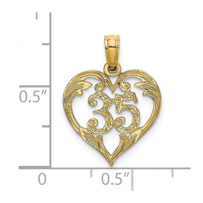 14K Gelbgold 35 in Herz Charm