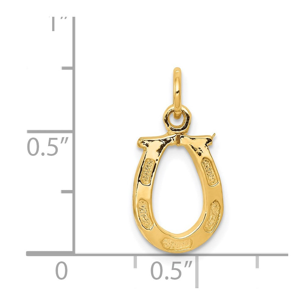 14K Gelbgold Massiv Poliert Hufeisen Charm