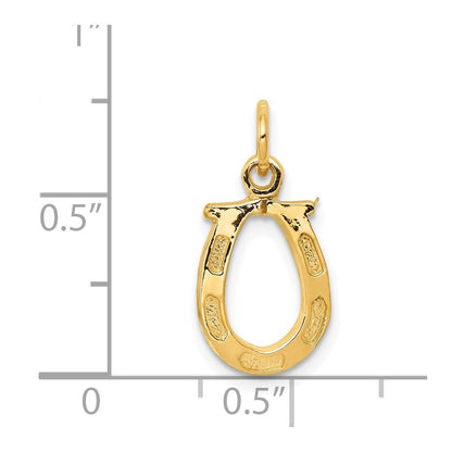14K Gelbgold Massiv Poliert Hufeisen Charm