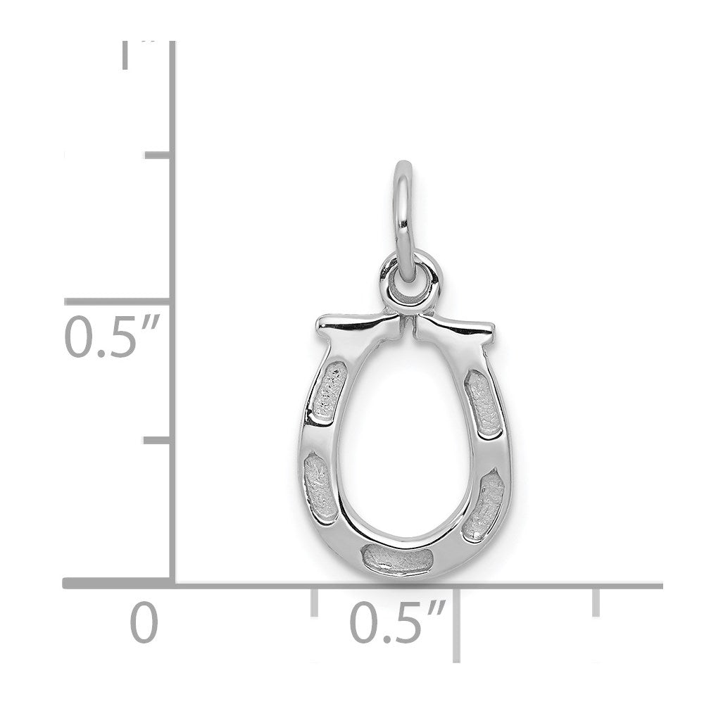14K Weißgold Massiv Poliert Hufeisen Charm