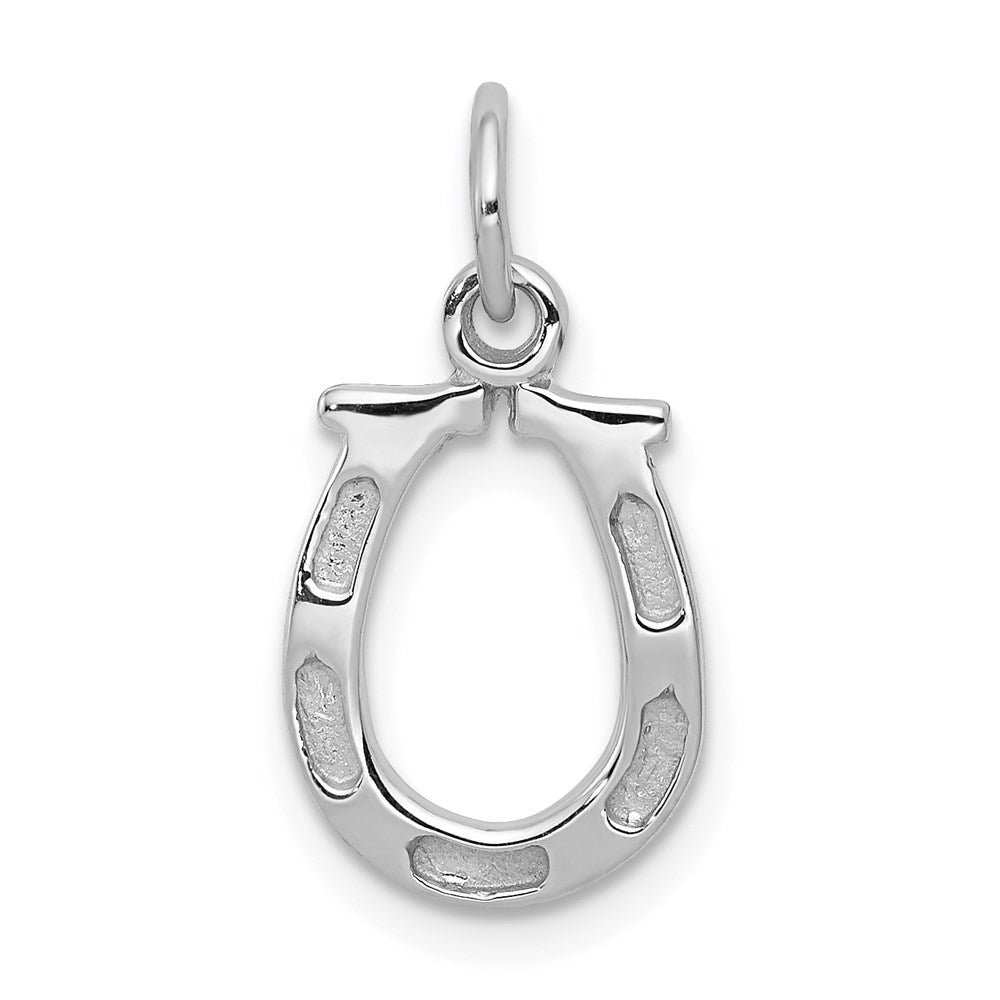 14K Weißgold Massiv Poliert Hufeisen Charm