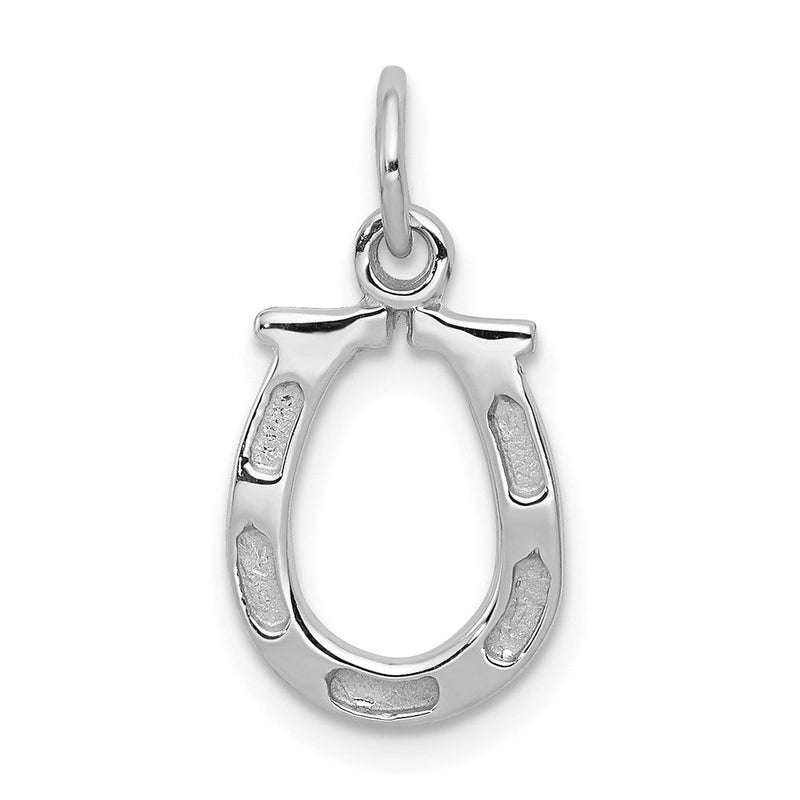 14K Weißgold Massiv Poliert Hufeisen Charm