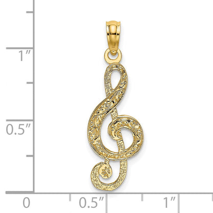 14K Gelbgold Noten Schlüssel Charm