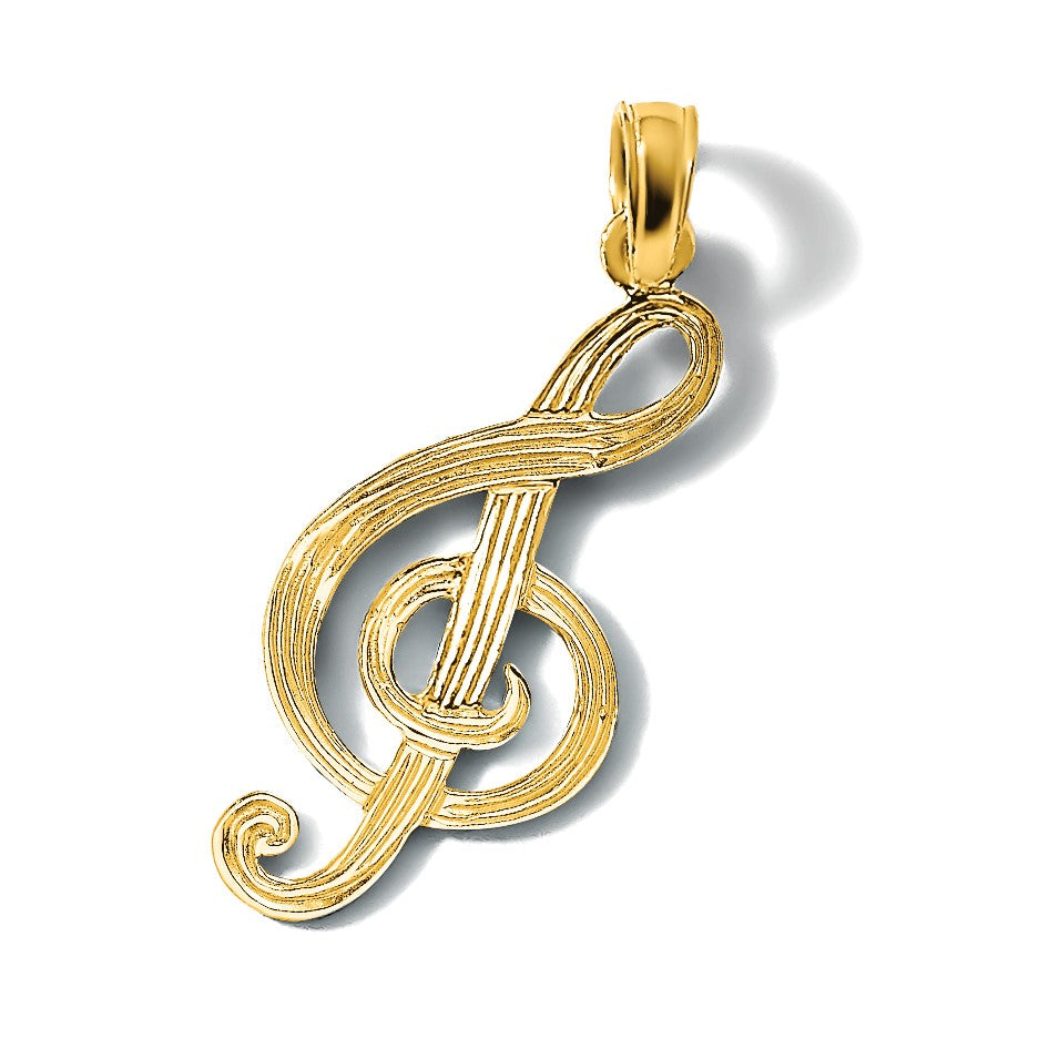 14K Gelbgold Noten Schlüssel Charm