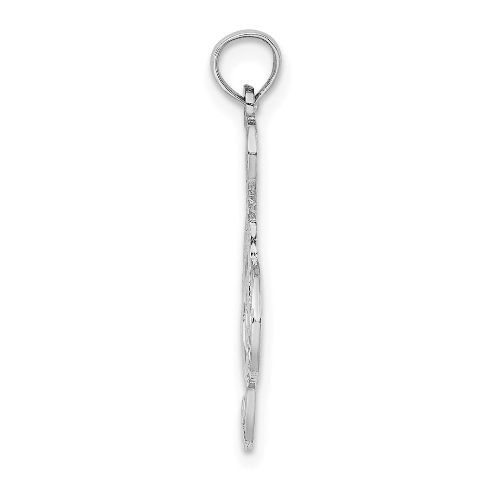 14K Weißgold Noten Schlüssel Charm