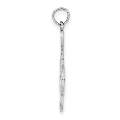 14K Weißgold Noten Schlüssel Charm