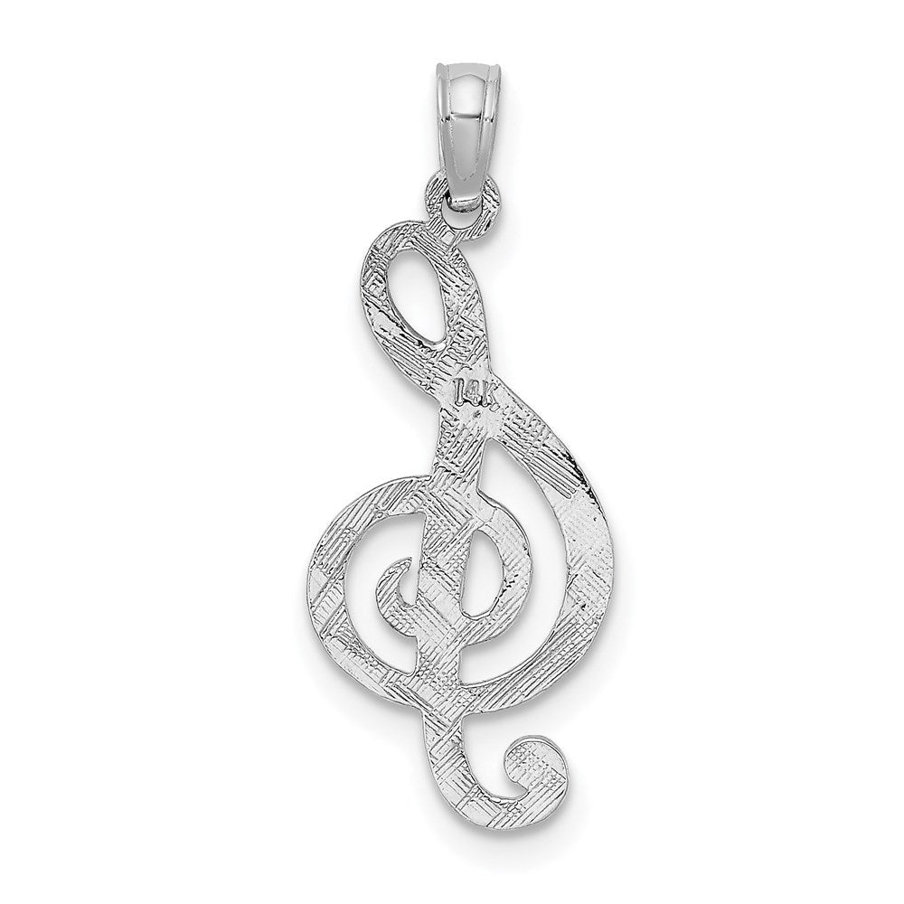 14K Weißgold Noten Schlüssel Charm