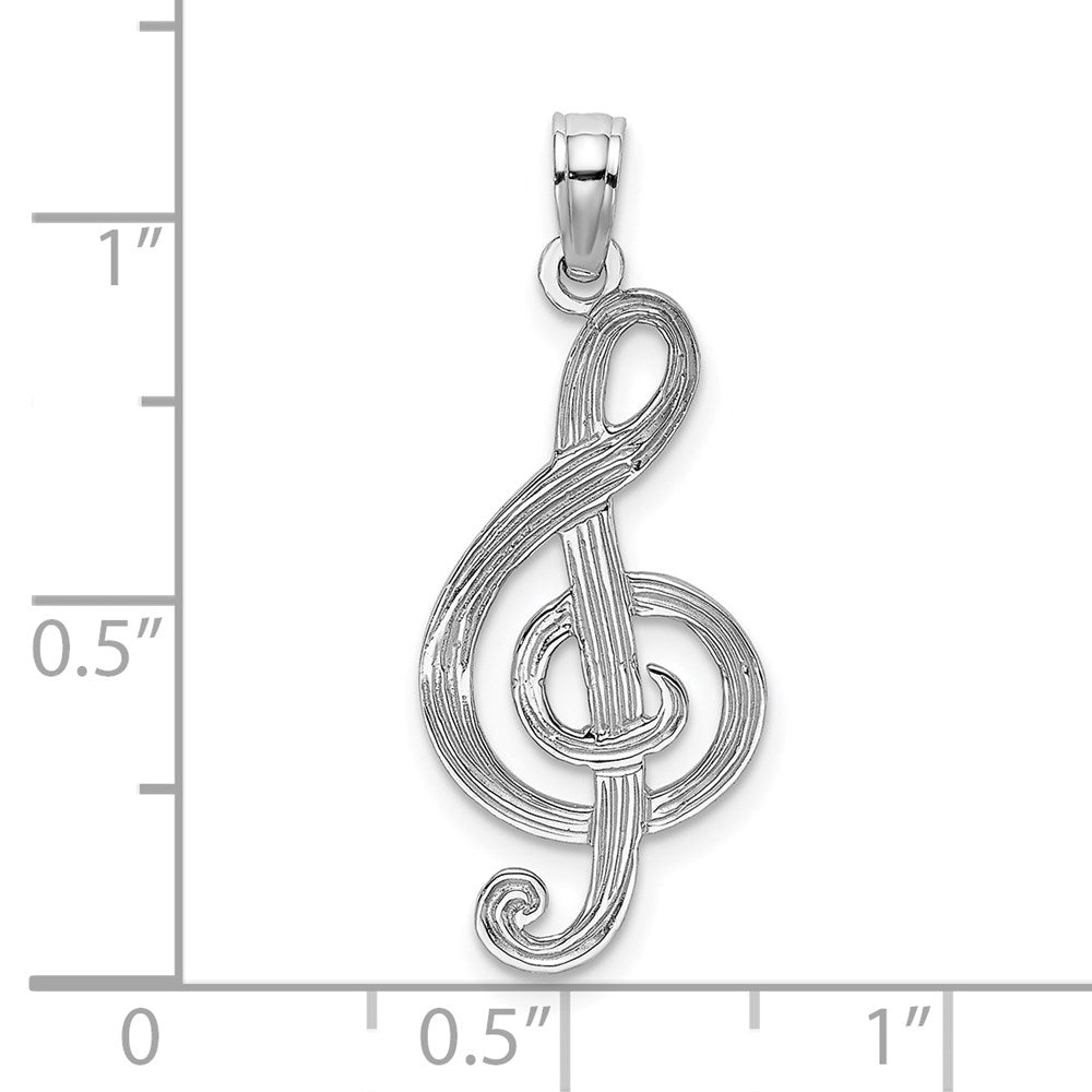 14K Weißgold Noten Schlüssel Charm