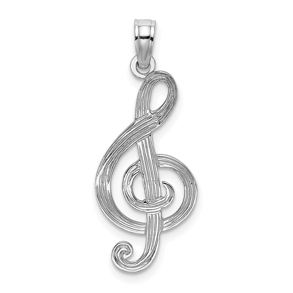 14K Weißgold Noten Schlüssel Charm