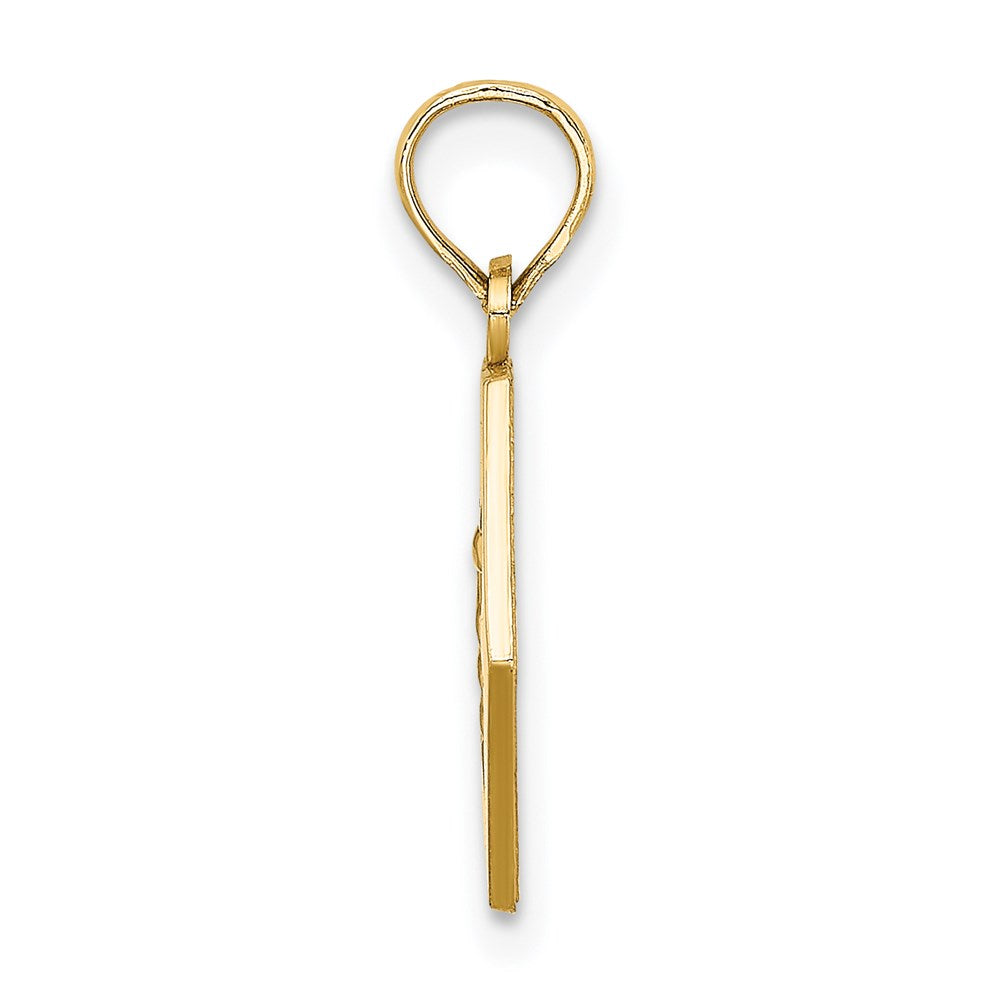 14K Gelbgold Caduceus-Charm mit strukturierter Rückseite, Motiv medizinisches Symbol