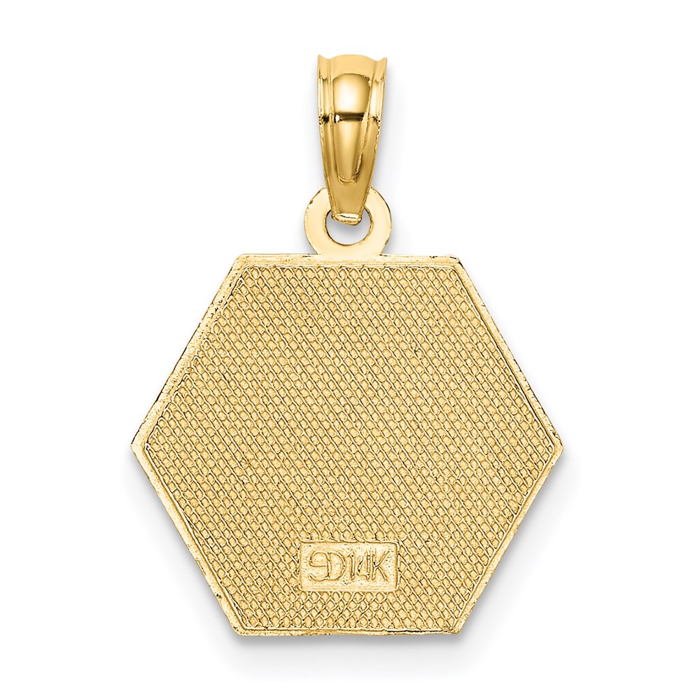 14K Gelbgold Caduceus-Charm mit strukturierter Rückseite, Motiv medizinisches Symbol