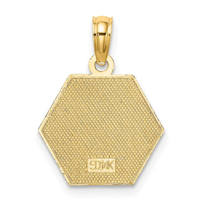14K Gelbgold Caduceus-Charm mit strukturierter Rückseite, Motiv medizinisches Symbol