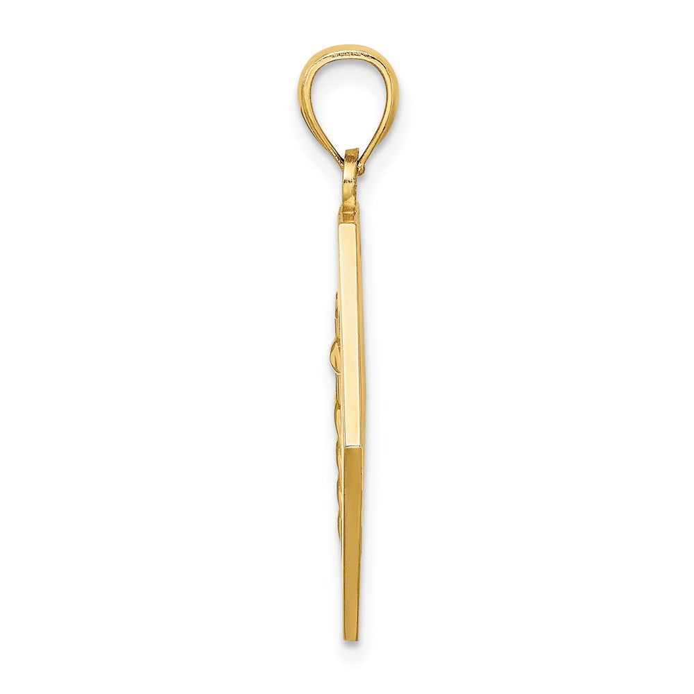 14K Gelbgold Strukturiert Rückseite Caduceus Medizinisch Plättchen