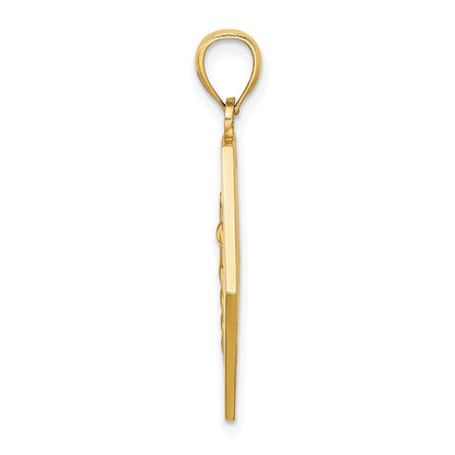 14K Gelbgold Strukturiert Rückseite Caduceus Medizinisch Plättchen
