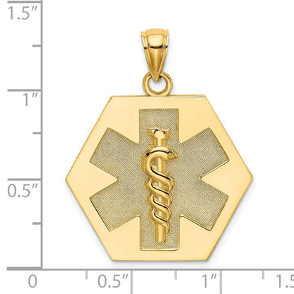14K Gelbgold Strukturiert Rückseite Caduceus Medizinisch Plättchen