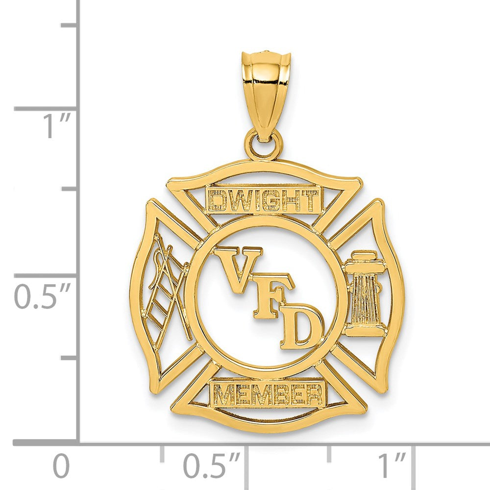 14K Gelbgold VFD DWIGHT MEMBER Charm im Wappenschild-Design