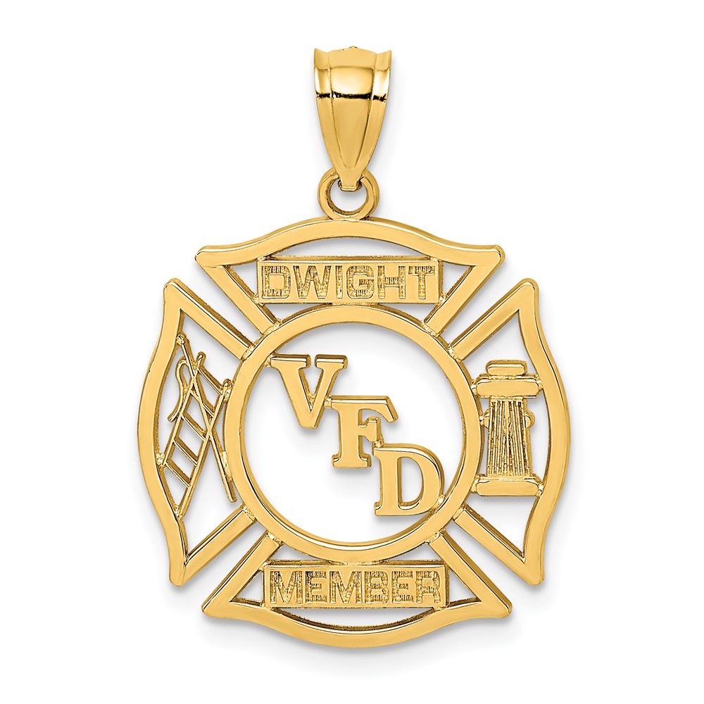 14K Gelbgold VFD DWIGHT MEMBER Charm im Wappenschild-Design