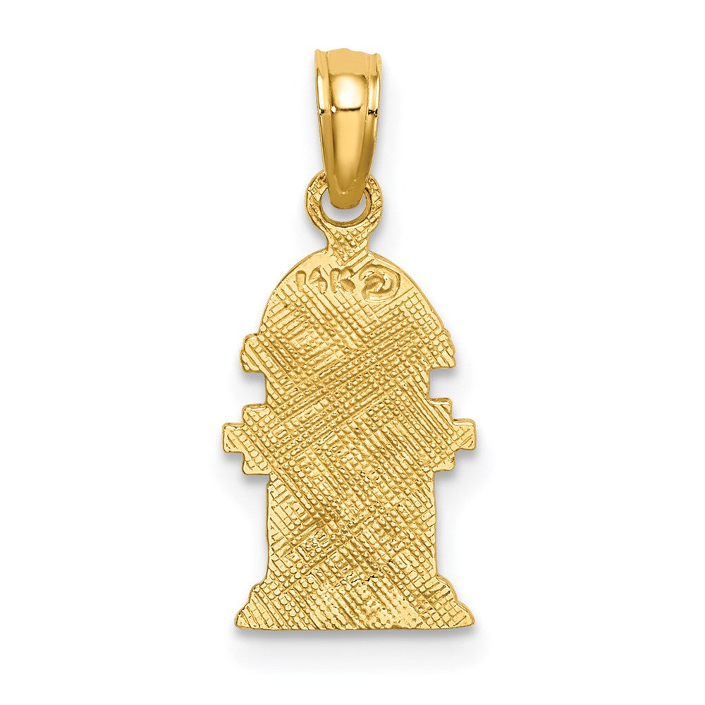 14K Gelbgold Poliert Graviert Feuer Hydrant Charm