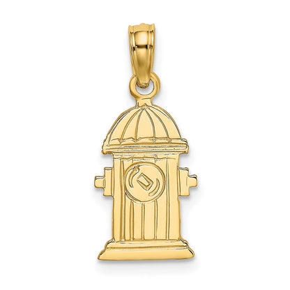 14K Gelbgold Poliert Graviert Feuer Hydrant Charm