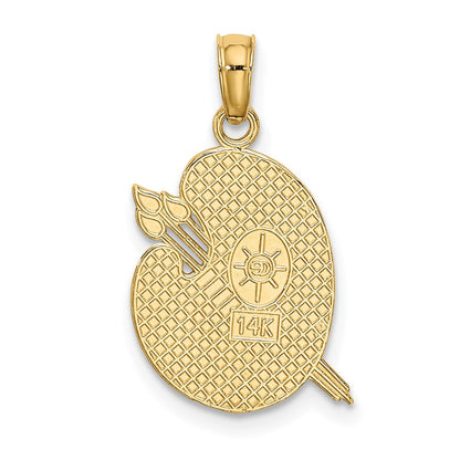 14K Gelbgold Graviert Strukturiert Painters Pallet Charm