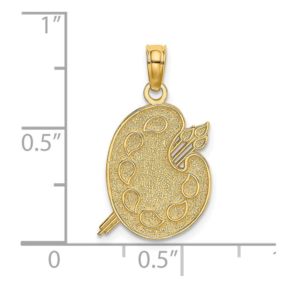 14K Gelbgold Graviert Strukturiert Painters Pallet Charm