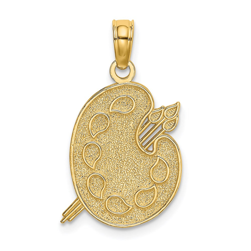 14K Gelbgold Graviert Strukturiert Painters Pallet Charm
