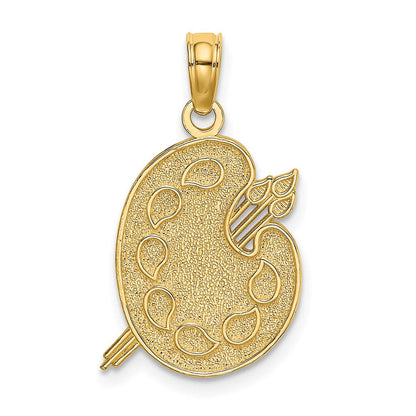 14K Gelbgold Graviert Strukturiert Painters Pallet Charm