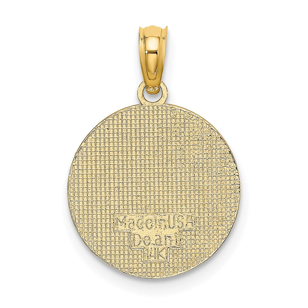 14K Gelbgold Strukturiert Kommunion Cup auf Rund Plättchen Charm