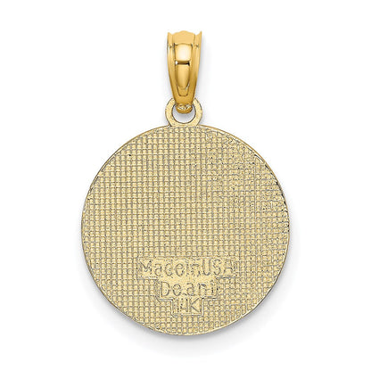 14K Gelbgold Strukturiert Kommunion Cup auf Rund Plättchen Charm