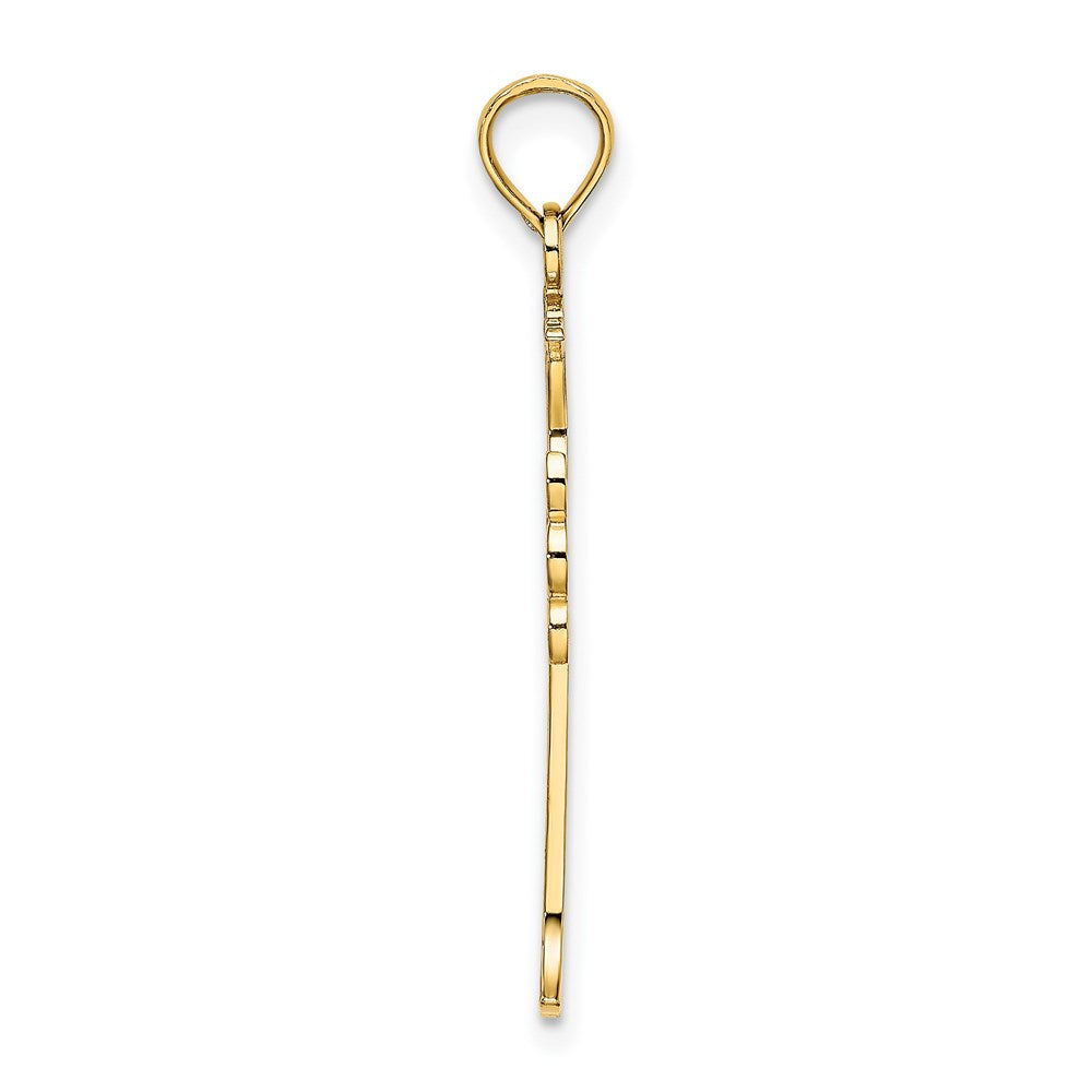 14K Gelbgold Doppelt Sided Graviert Kreuz Charm