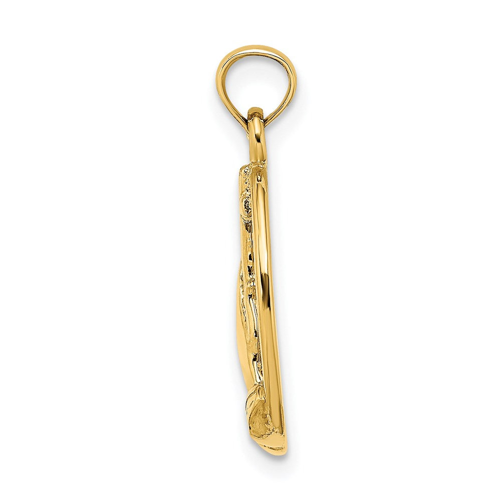 14K Gelbgold Betend Hands und Kreuz in Oval Charm